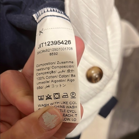 SHEIN White and Navy Romper with Button Detail - Picture 5 of 8